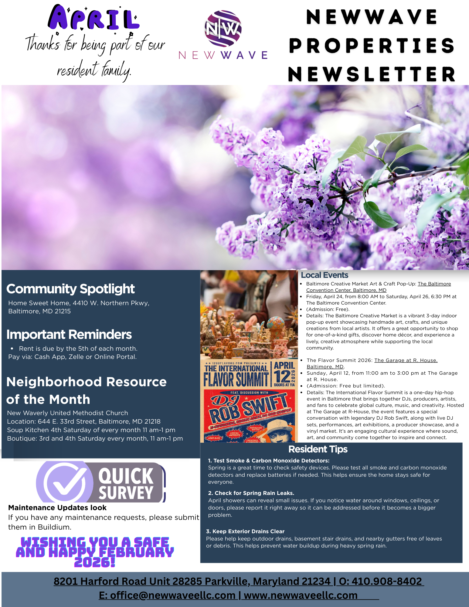 NewWave Properties April Newsletter